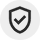 Gray circular security shield icon with check mark, representing verified protection and trust