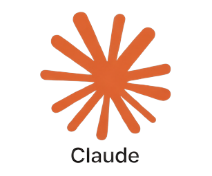 Claude branding logo: orange starburst icon on black background