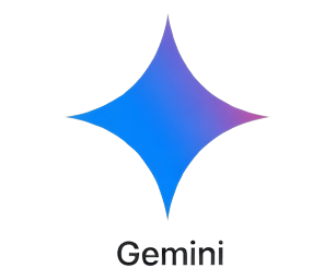 Blue-to-purple four-pointed star logo above the word Gemini on a black background