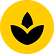 Yellow circular icon with black stylized plant/leaf logo
