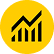Yellow round icon with black rising bar chart and arrow representing growth, analytics, and performance