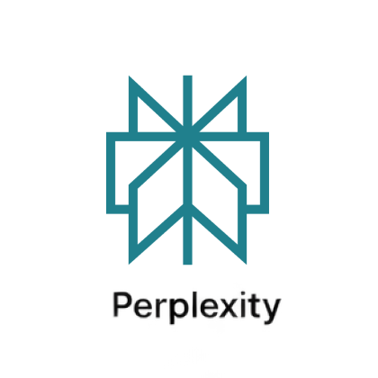 Teal geometric logo with symmetrical starburst forming a stylized flower or snowflake inside a square frame.